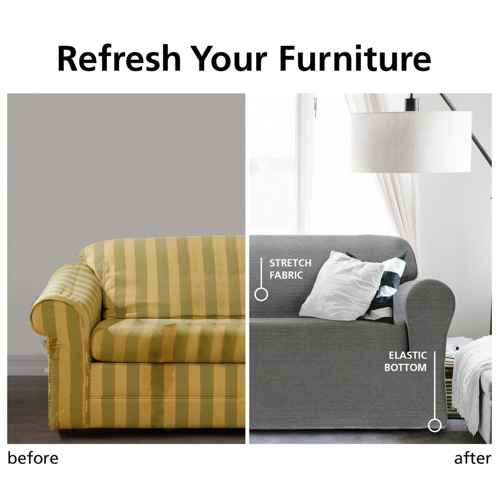 Charcoal Gray 1-Piece Sofa Slipcover W289