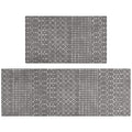 Boho Kitchen Mat Set of 2 Non Skid Washable Dark Grey 17"x47"+17"x30" I895