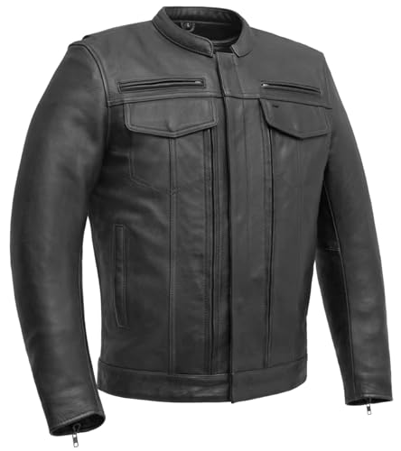 Men's Motorcycle Biker Riding Leather Jacket K141
