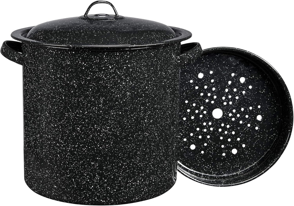 15.5 Qt Enameled Steel Steamer with Lid and Insert L5249