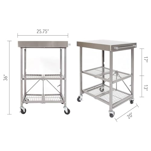 3-Tier Foldable Rolling Kitchen Cart on Wheels O268398