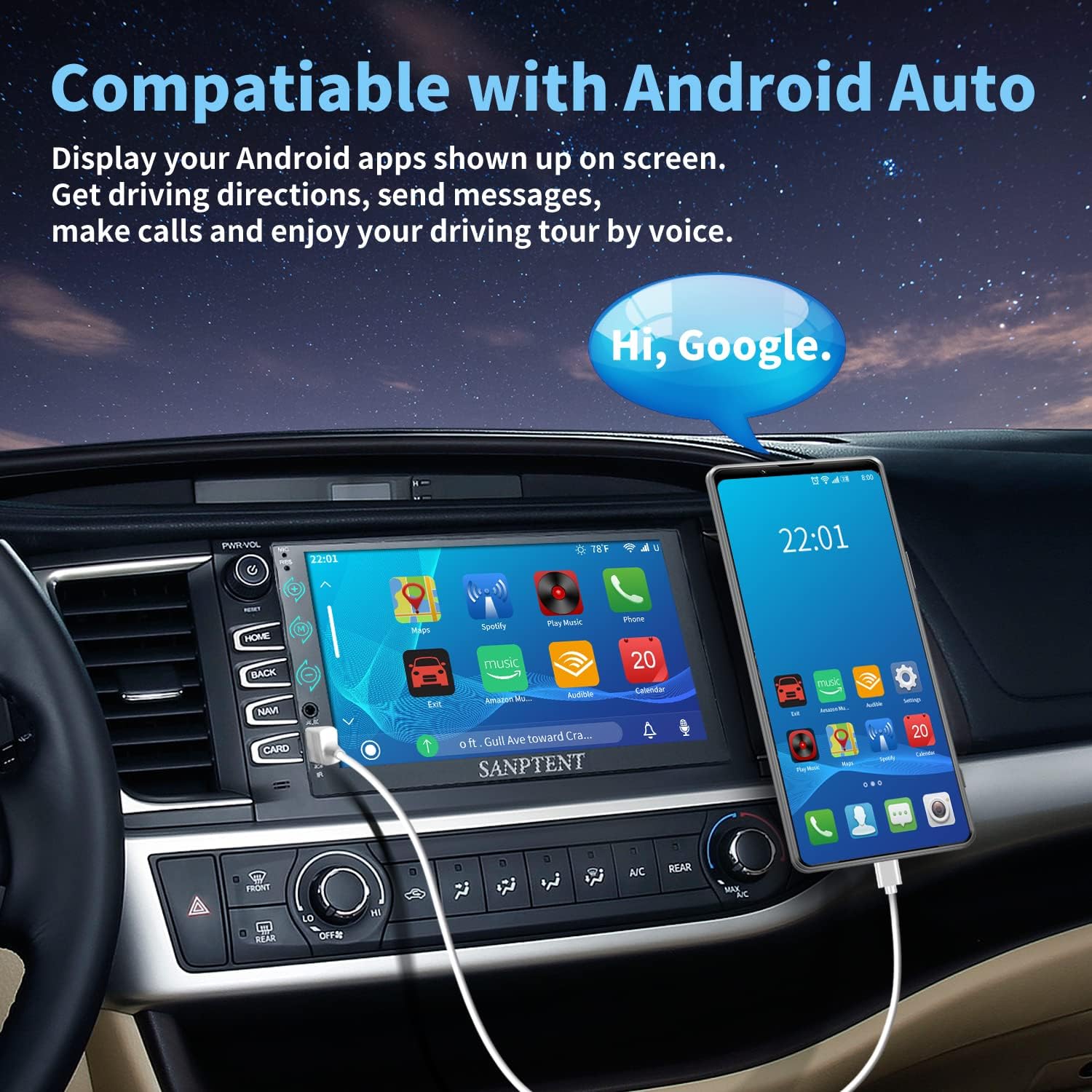 7-Inch Touch Screen Car Stereo with Bluetooth F784356