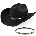 100% Wool Felt Cowboy Hat with Two Decorative Bands J497