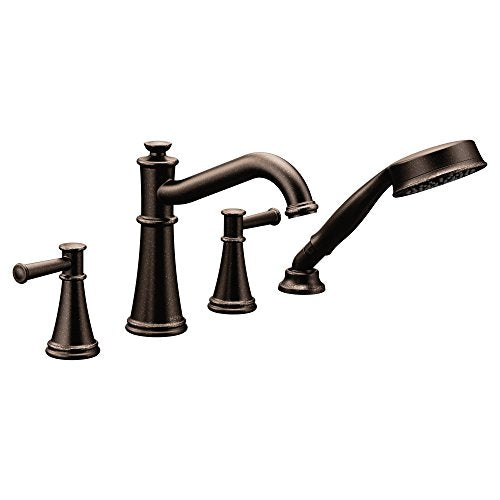 Oil Rubbed Bronze Two-Handle Roman Tub Faucet and Hand Shower T79628