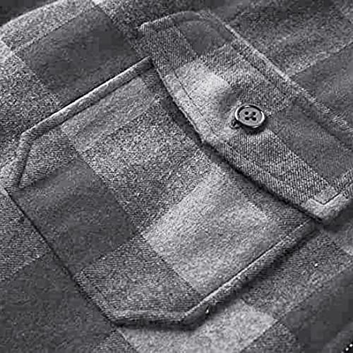 Mens Long Sleeve Sherpa Lined Flannel Shirt Jacket H253