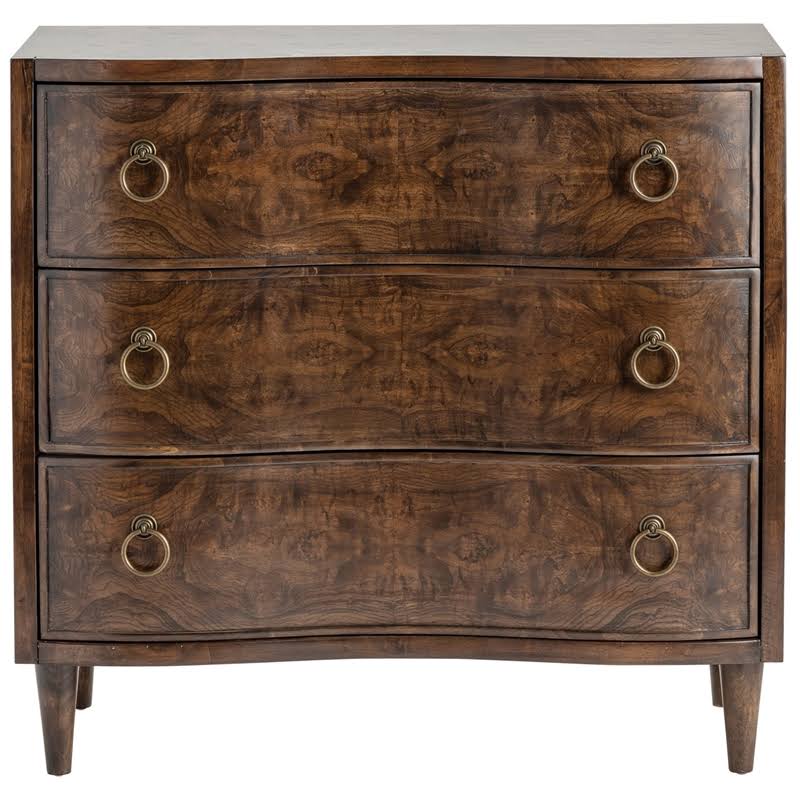 Olive Ash Burl 3 Curved Drawer Chest K374607