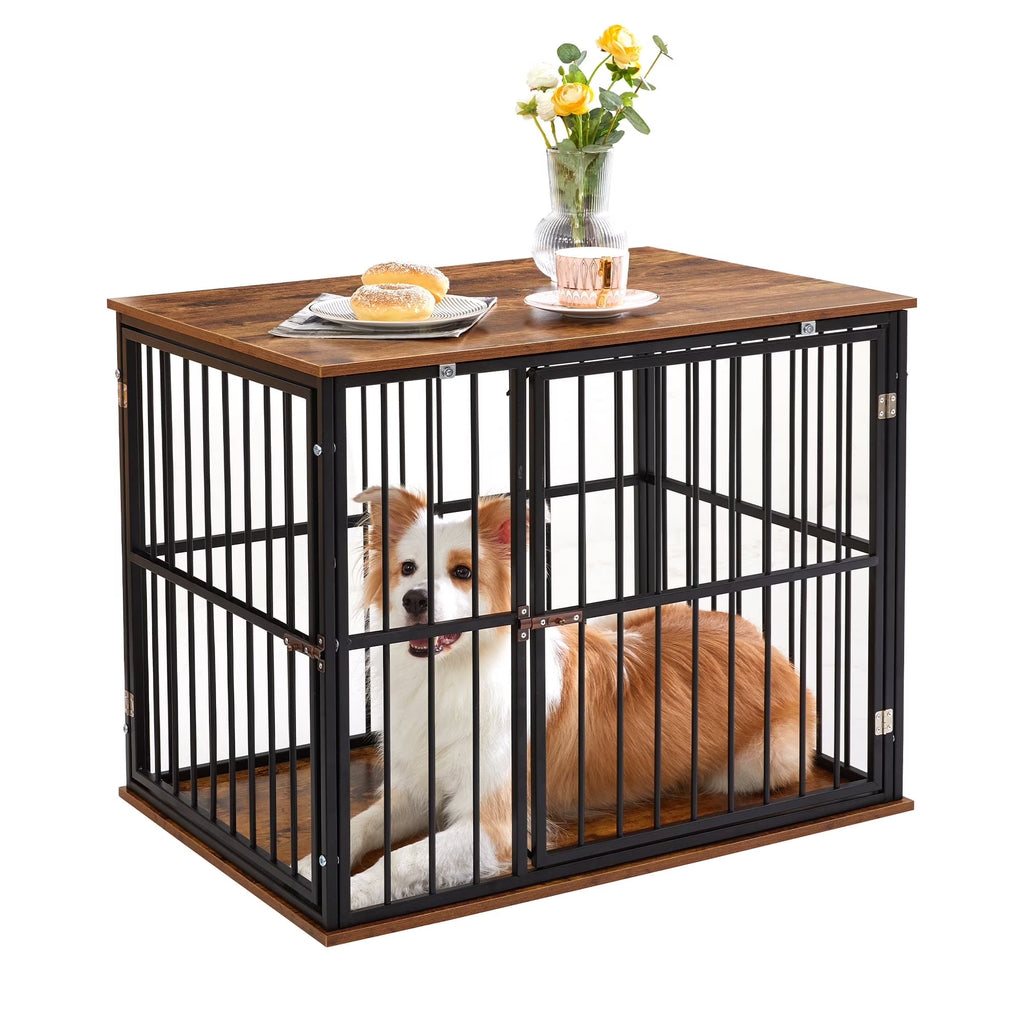 Medium Wooden Dog Crate Furniture with Washable Cushion U3908
