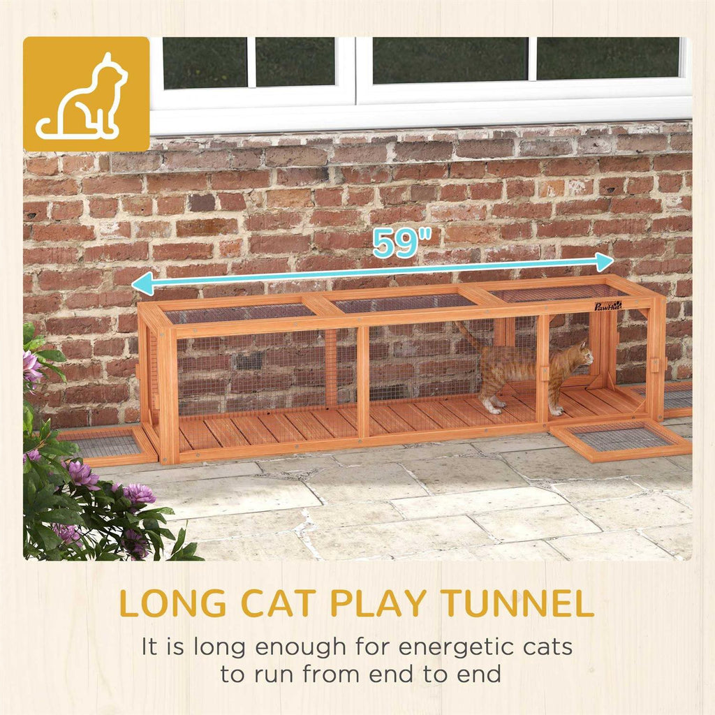 59 Long Cat Tunnel with Extendable Design Wooden Outdoor Cat Tunnel House H848