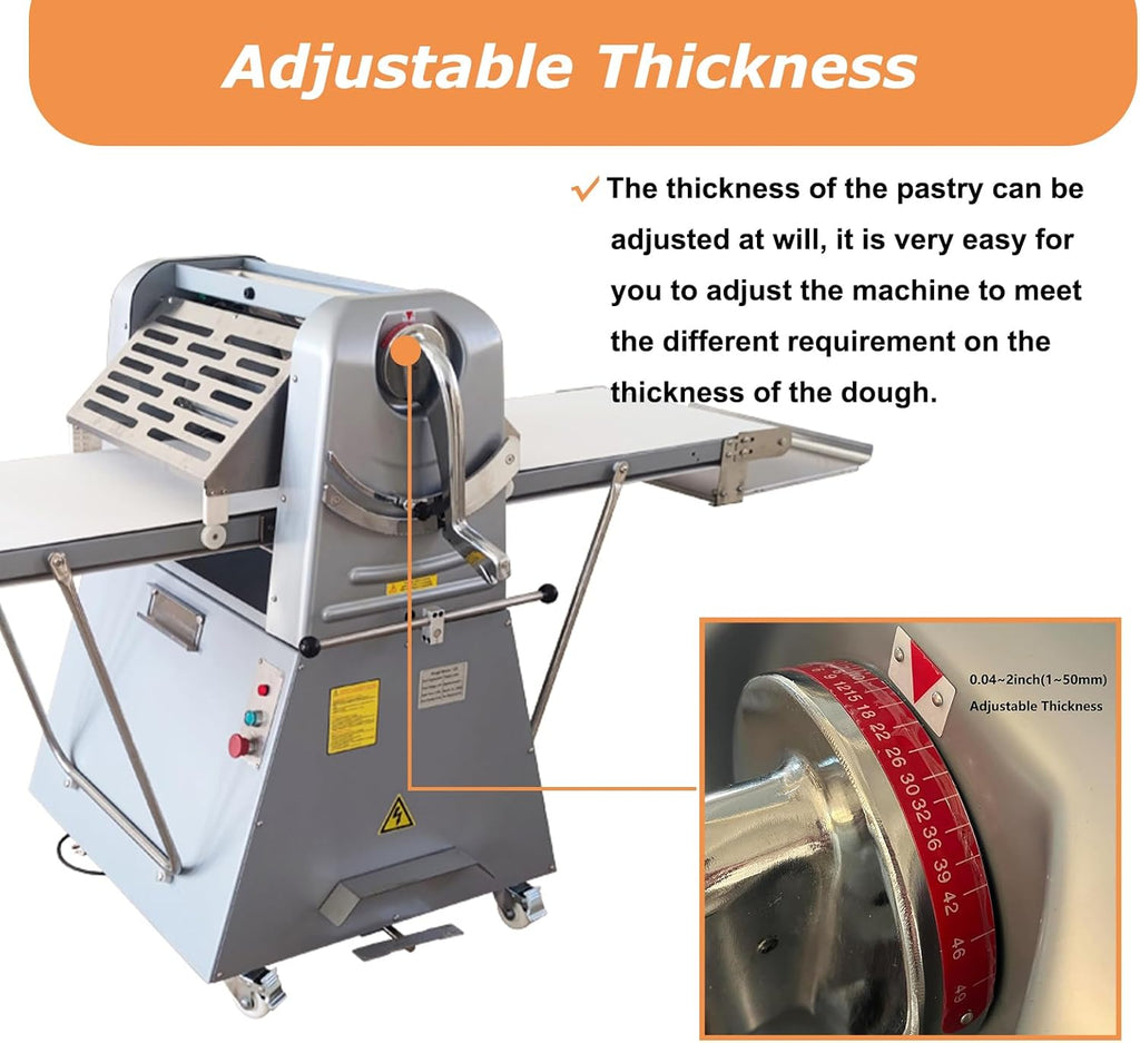 Dough Sheeter 20'' Reversible Dough Roller Machine with Foot Switch 110V U65843