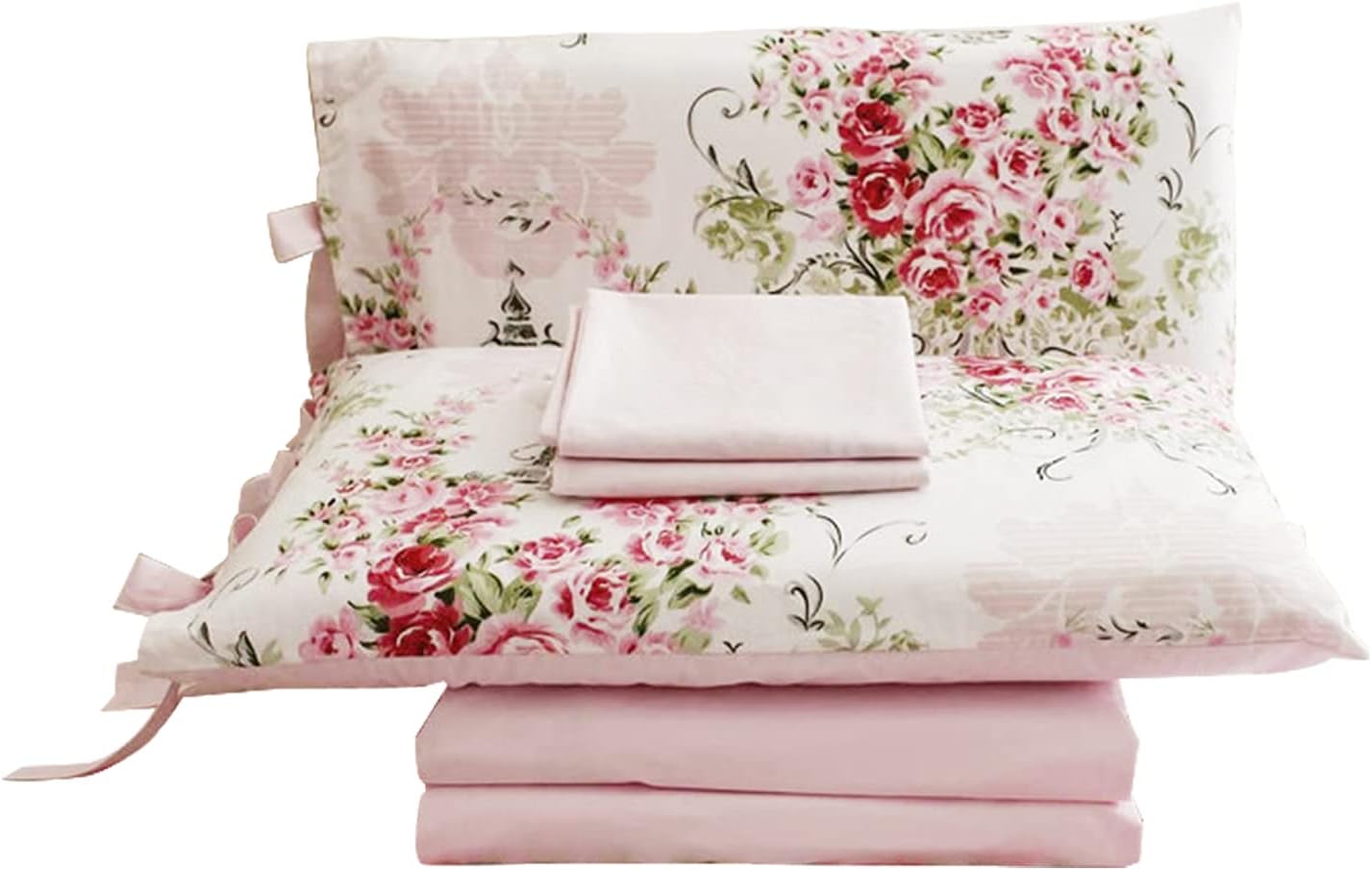 King Size 4-Piece 100% Cotton Floral Sheet Set H934