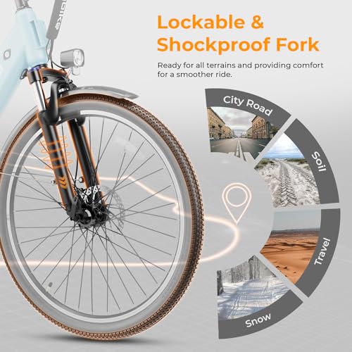 26" Electric Commuter Bike with 750W Motor, 468Wh Removable Battery, 7-Speed and Front Suspension Z9460