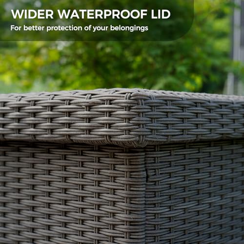 158 Gallon Grey Wicker Deck Box T9562
