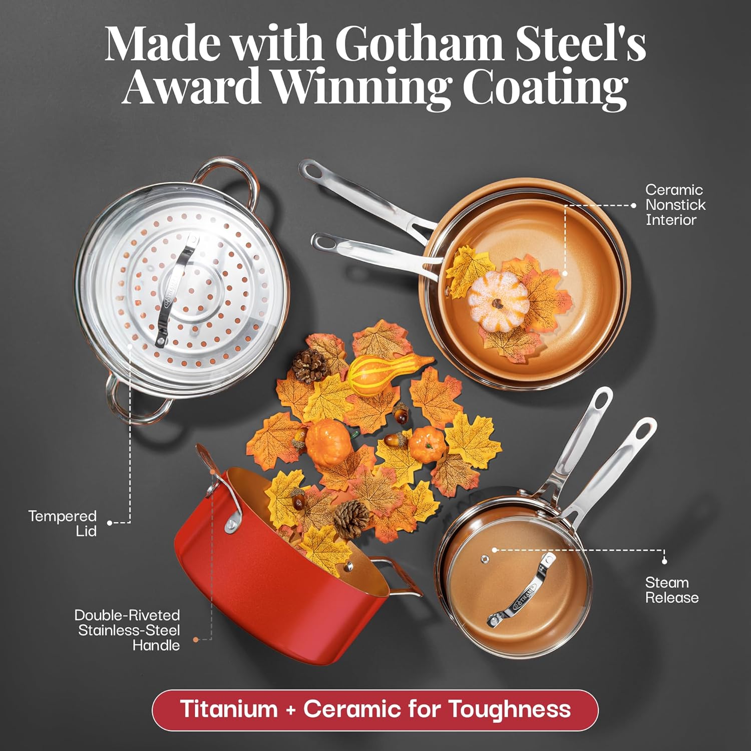 20 Pc Nonstick Ceramic Pots and Pans Set with Lids D94223