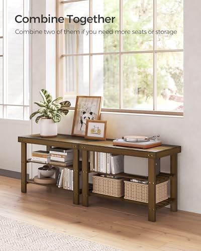 3-Tier Bamboo Shoe Storage Bench, Ink Black Q948387