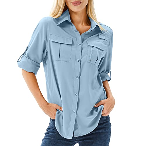 UPF 50 Long Sleeve UV Sun Protection Safari Shirts Outdoor Quick Dry Fishing Hiking Travel Shirts E61150