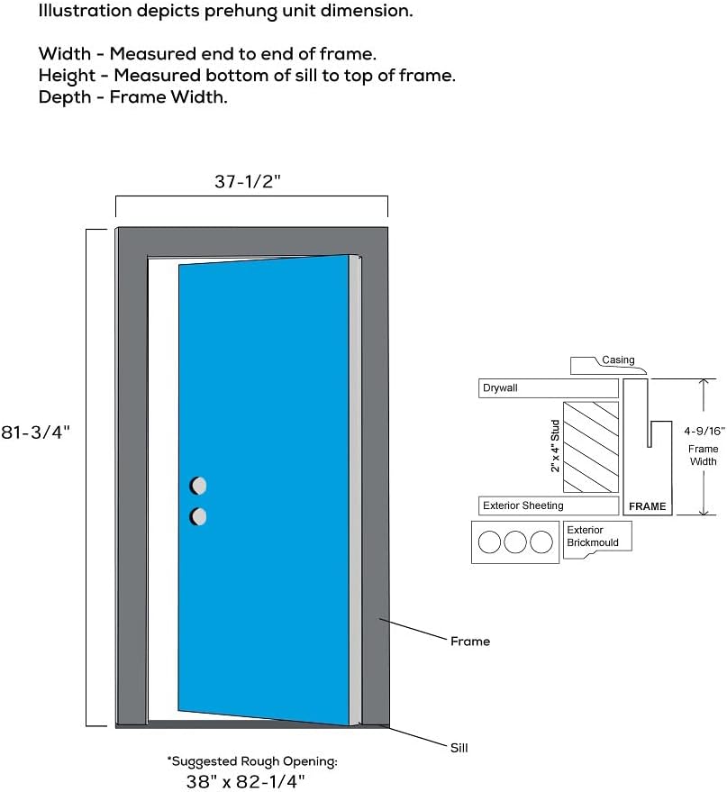 36" x 80" Fiberglass Smooth Primed Frosted Glass Prehung Single Front Door C8575