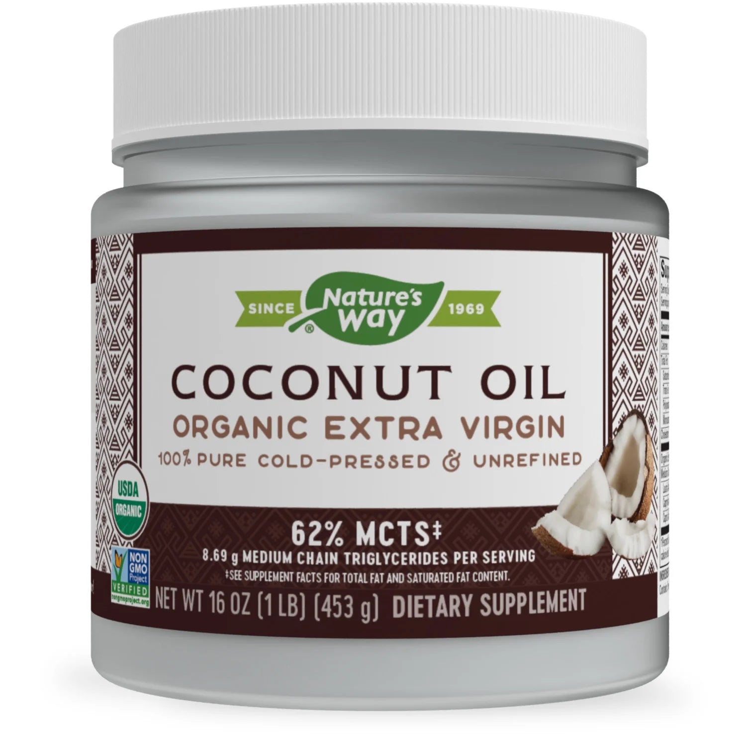 Organic Extra Virgin Coconut Oil, Cold-Pressed & Unrefined, 16 Fl Oz V403224