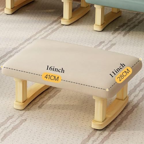 Small Footstool Ottoman with Wooden Legs A3317