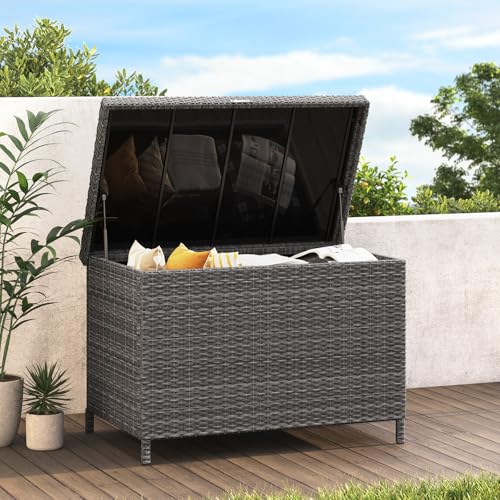 158 Gallon Grey Wicker Deck Box T9562