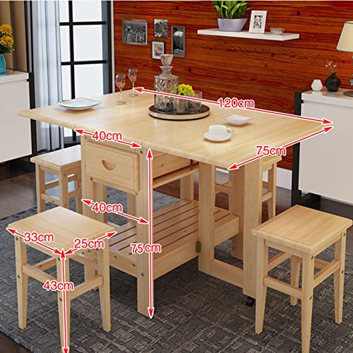 Foldable Drop Leaf Dining Table with Wheels Y16458