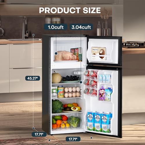 Black 4.0 Cu.Ft. Double Door Mini Refrigerator with Freezer C7936
