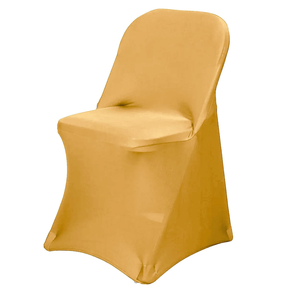 10PCS Stretchy Spandex Fitted Folding Chair Cover Gold M53537