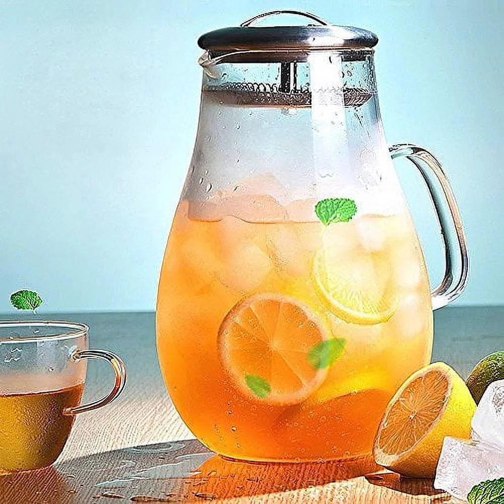 64 Ounces Glass Pitcher with Lid and Handle E962525