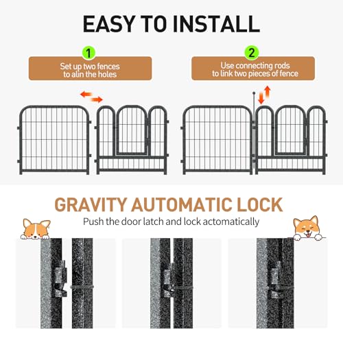40 Inch 16 Panel Metal Dog Playpen Black-Silver E190