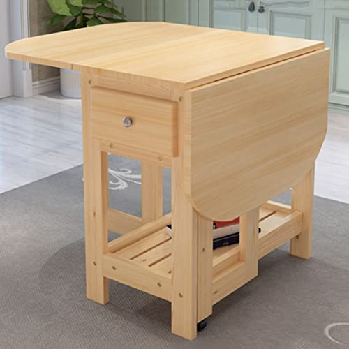 Foldable Drop Leaf Dining Table with Wheels Y16458