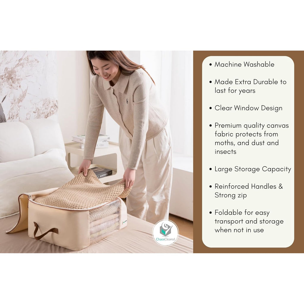 Canvas Clothing Storage 2 Bags Clothes Organizer K377