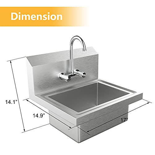 Stainless Steel Wall Mount Utility Sink with Faucet I43893