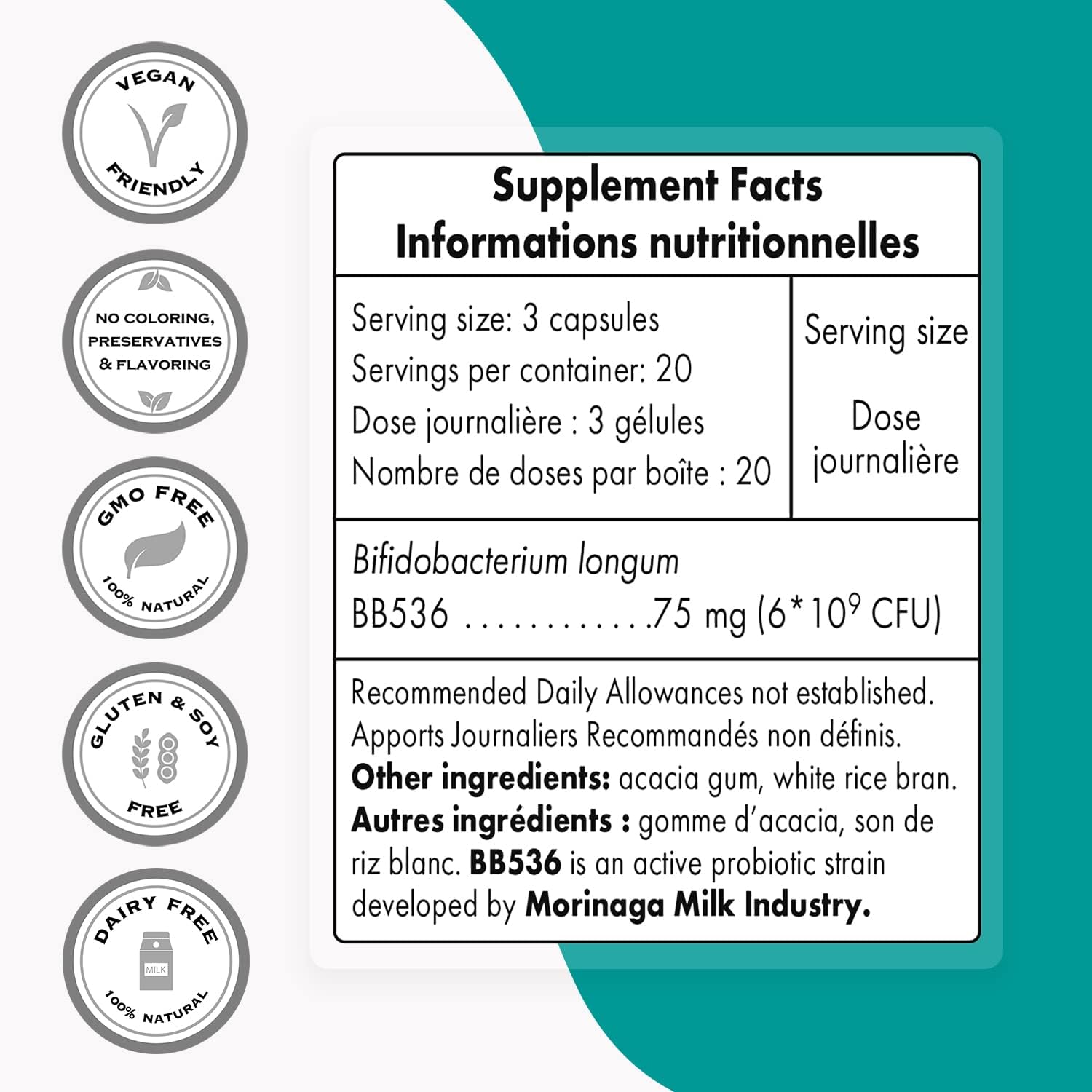 Bifidobacterium Longum Probiotics Supplement 60 DR Capsules O632883