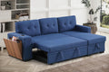 Blue L-Shaped Sectional Sleeper Sofa with Storage Chaise and Pull-Out Bed O1669