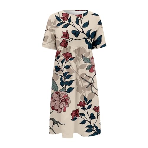 Boho Floral Short Sleeve Midi Dress A97659