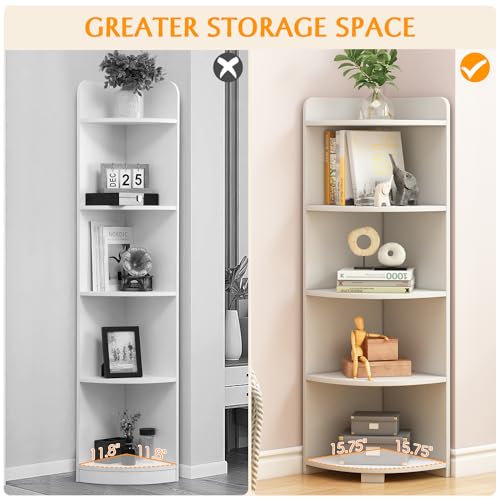 6-Tier Open Corner Shelf Tall Wooden Floor Standing Bookshelf Oak F271