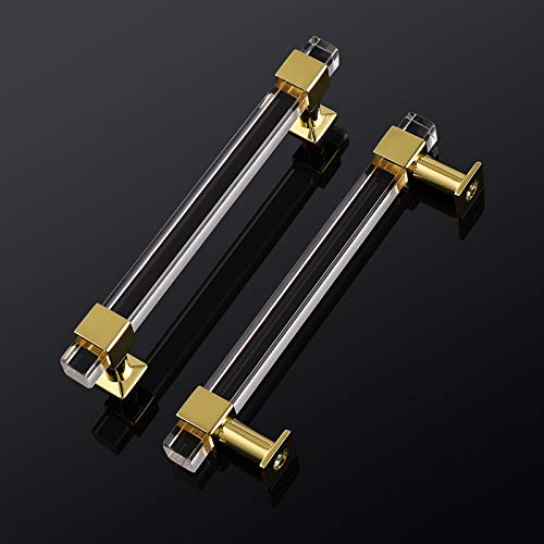 30 Pack 5 Inch Hole Center Gold Acrylic Cabinet Pulls V87383