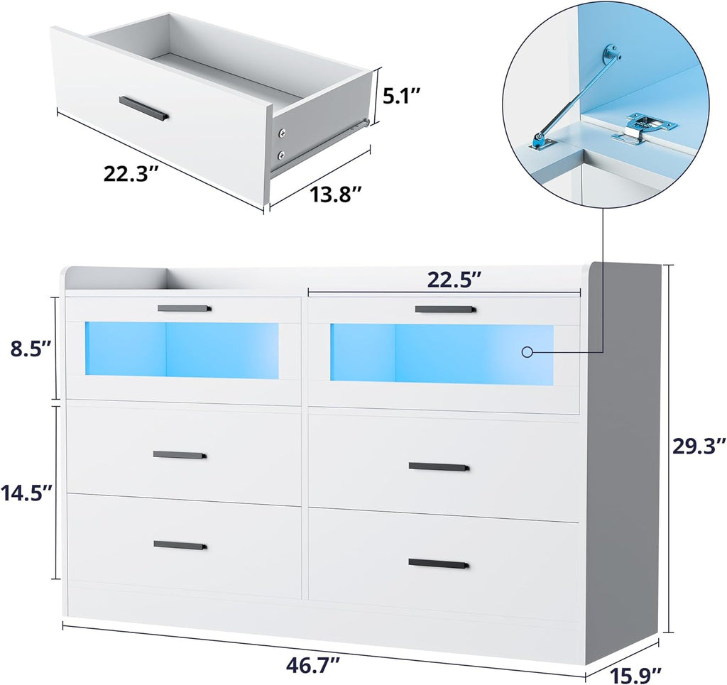 White 6 Drawer Wood Dresser R155