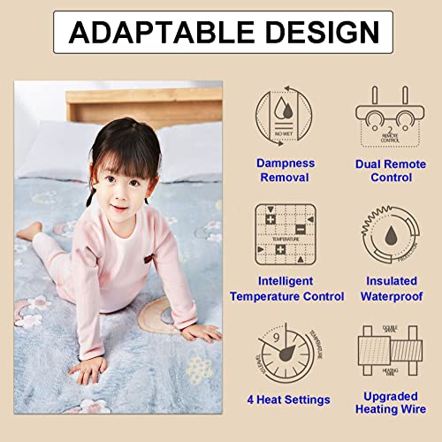 Blue King Dual Control Electric Heated Flannel Blanket R65229