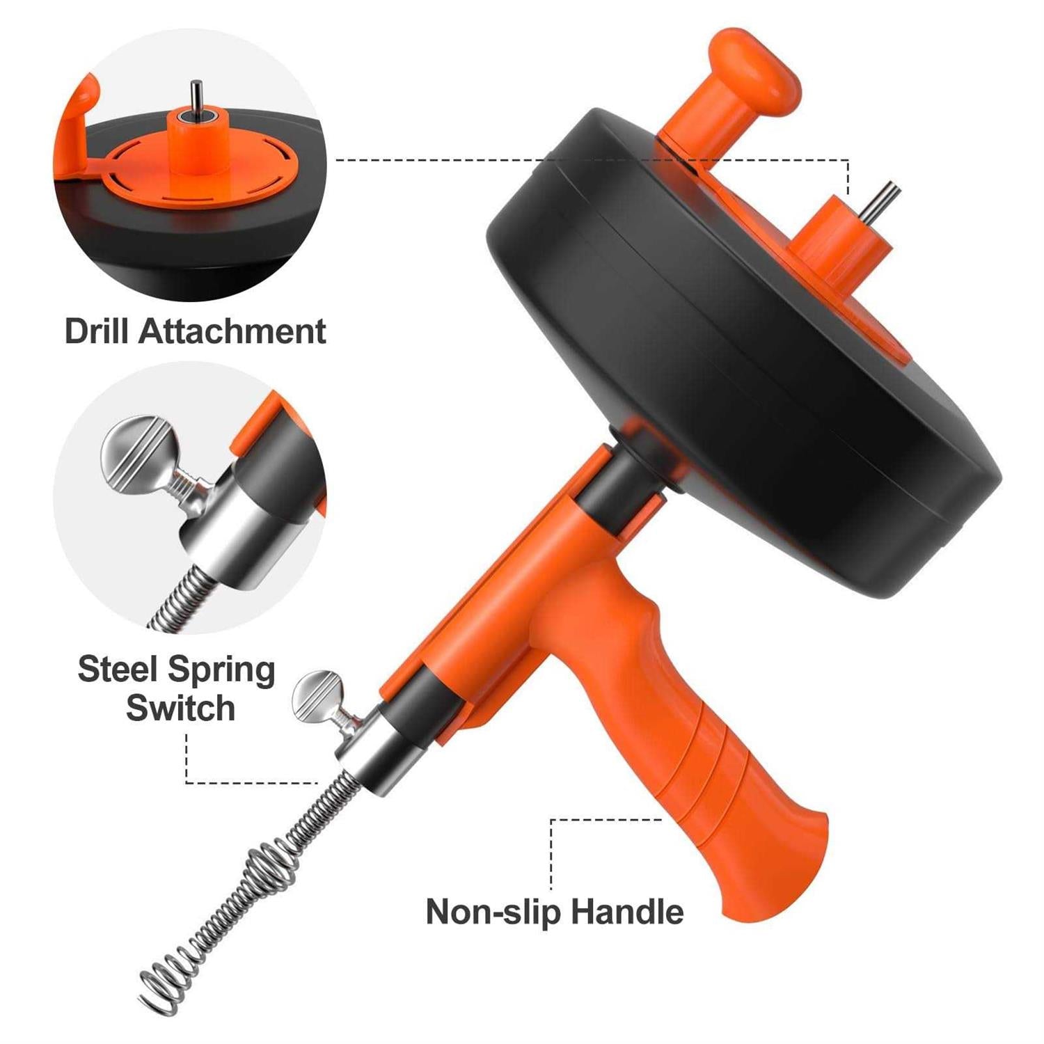 Heavy Duty Flexible Steel Drum Drain Auger with Drill Adapter W509170
