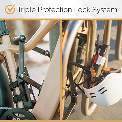 3 Folding Bike Lock Set with Mounting Case D18365