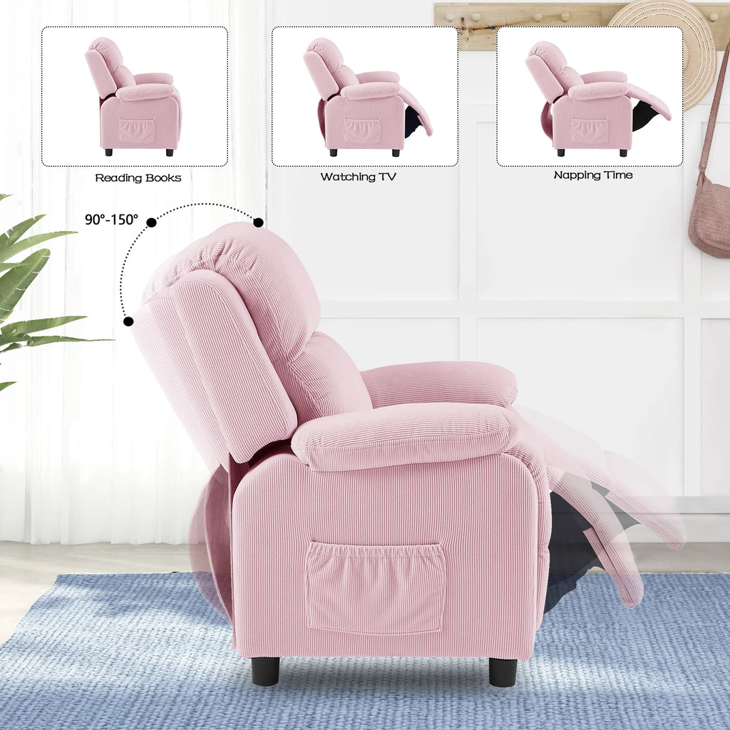 Pink Adjustable Kids Recliner Chair with Footrest G73904