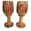 Rustic Dark Brown Wooden Wine Glass Goblet Drinkware Cup Set of 2 L149720
