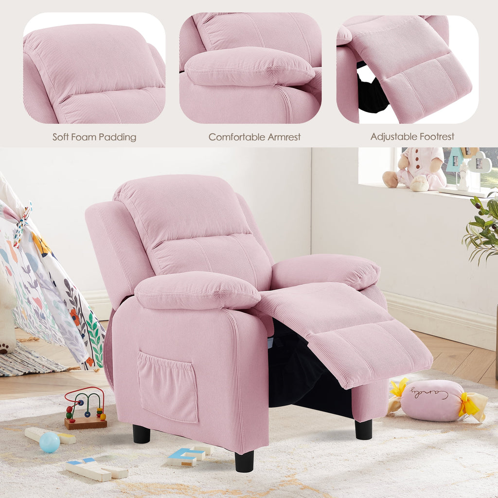Pink Adjustable Kids Recliner Chair with Footrest G73904
