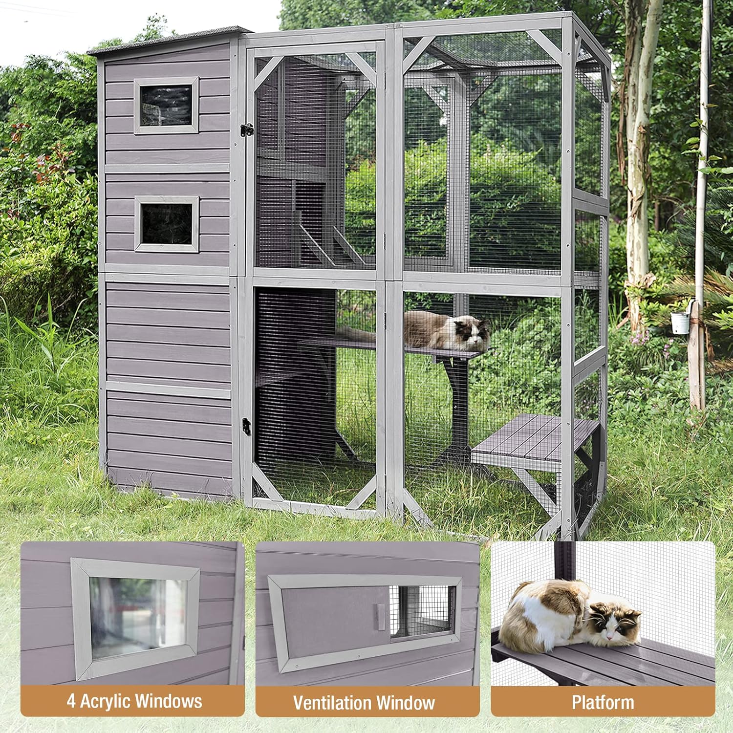 77 Inch 4 Tier Cat Enclosure U155
