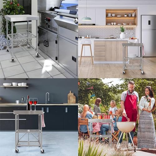 3-Tier Foldable Rolling Kitchen Cart on Wheels O268398