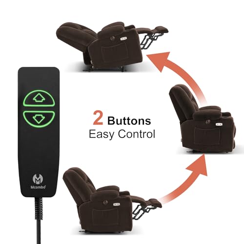 Brown Fabric Power Recliner Chair with Heat and Vibration Massage C34373