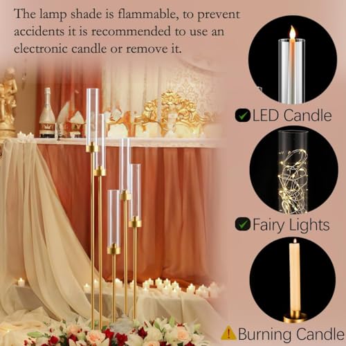 Matte Black 5 Arm Candelabra with Acrylic Shades A46590