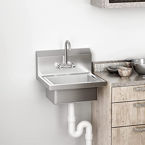 Stainless Steel Wall Mount Utility Sink with Faucet I43893