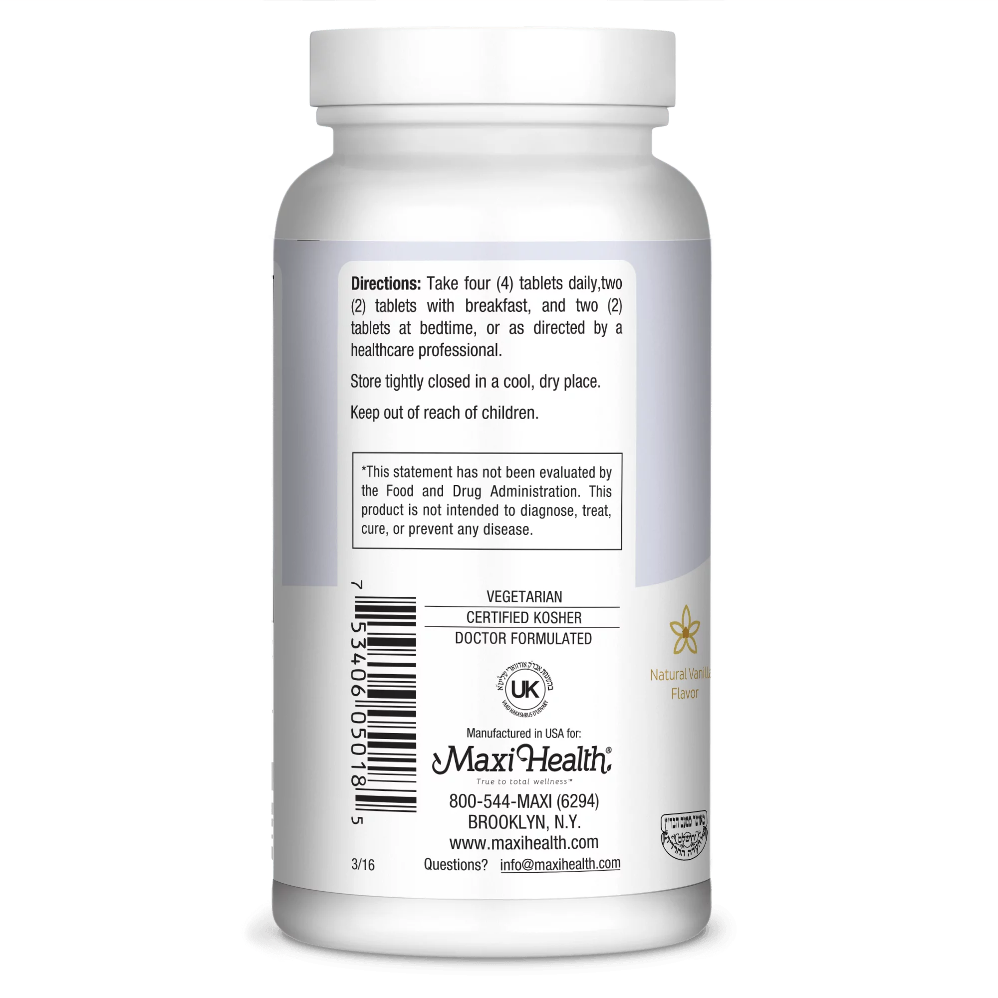 Chewable Calcium Complex Tablets, 180 Ct W434