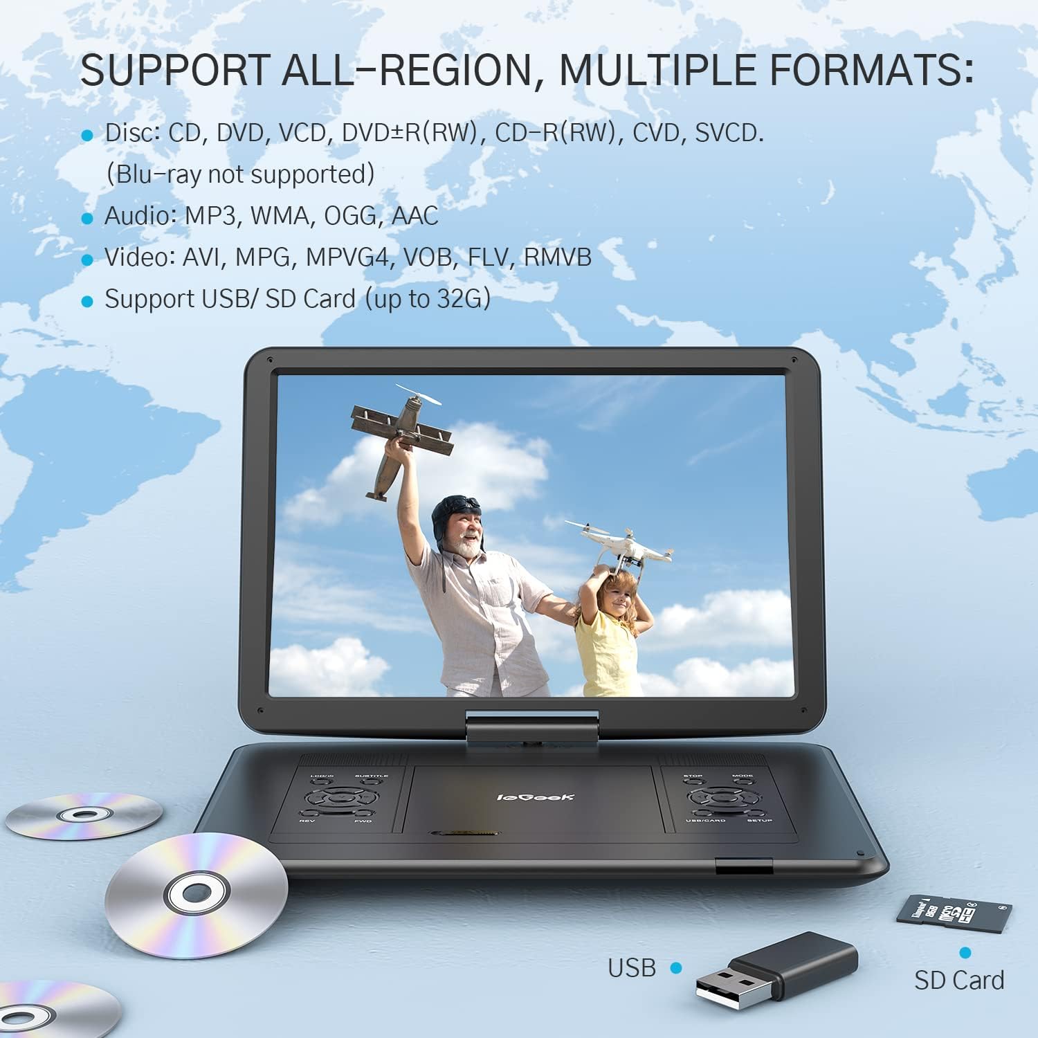 17.5" Portable DVD Player with 15.6" Swivel HD Screen W193709